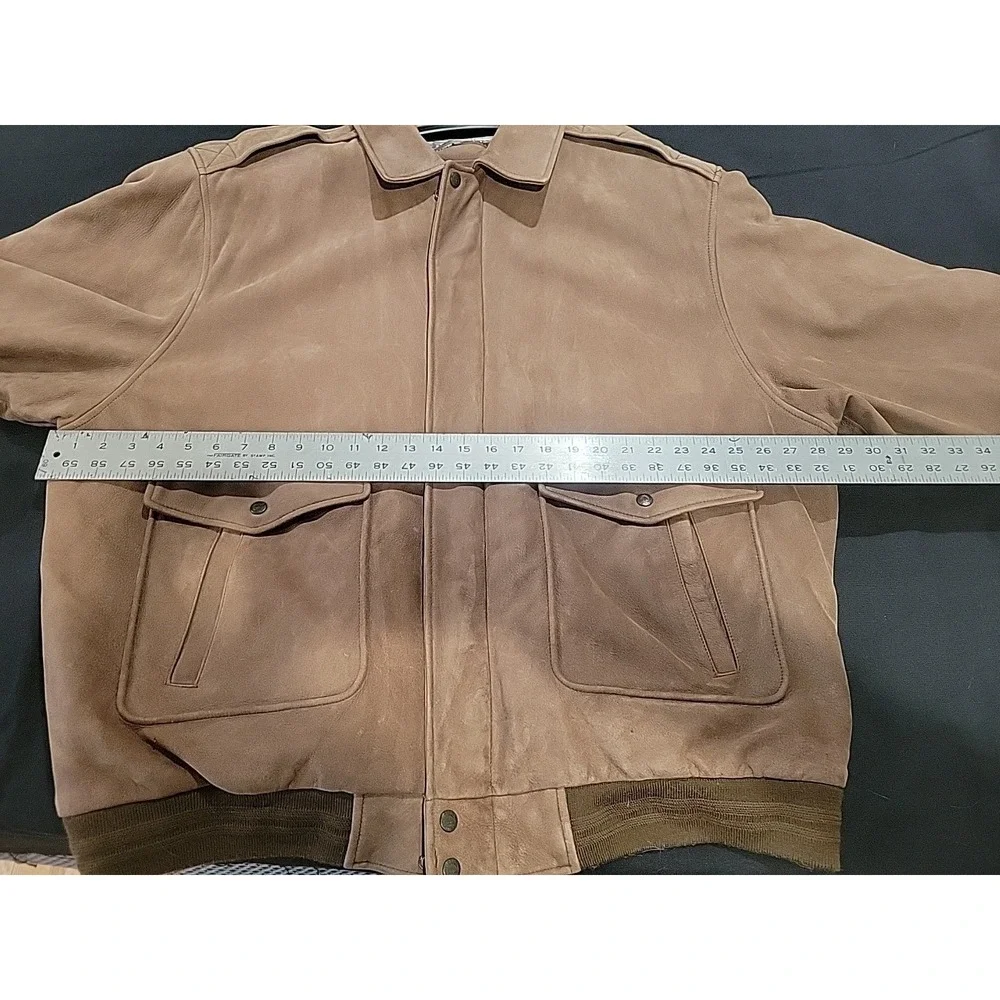 Roundtree &‎ Yorke men's leather bomber jacket brown size XL
